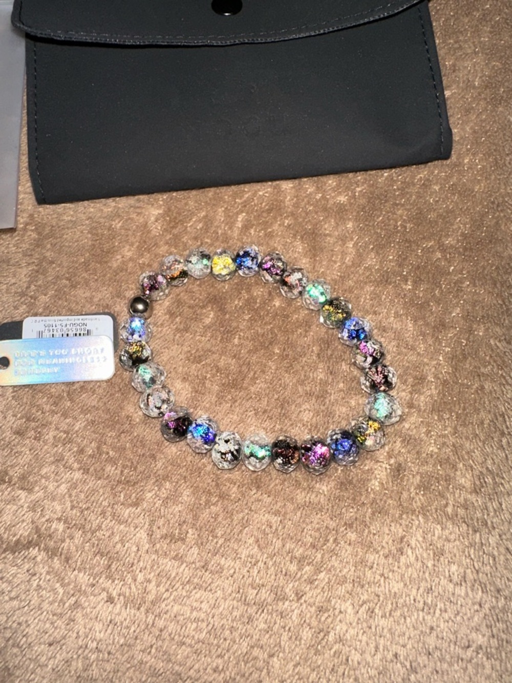 Nogu Multicolor Crackle Glass Bead Stretch Bracelet